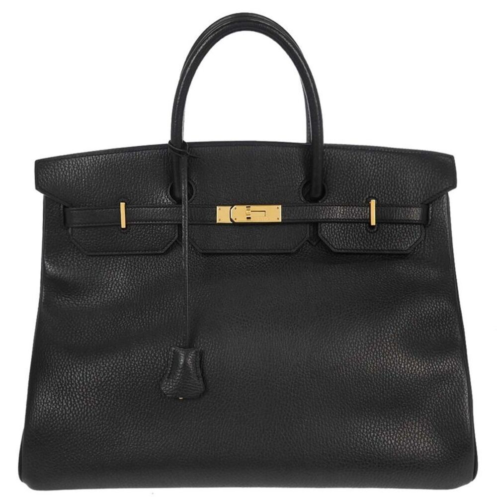 Hermes Birkin Black Ardennes With Gold Hardware Black Leather Handbag